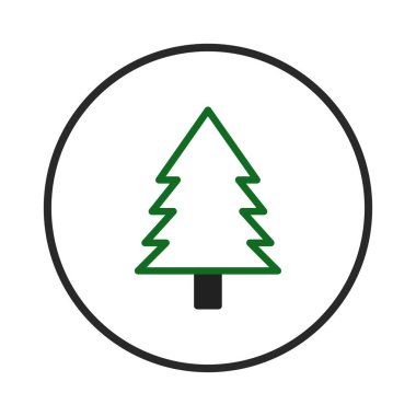 Bu minimalist illüstrasyon dairesel bir çerçeve içinde stilize edilmiş her zaman yeşil bir ağacı gösteriyor. Temiz çizgiler ve geometrik şekiller mevsimsel grafikler ve logolar için uygun çağdaş bir amblem oluşturur.,