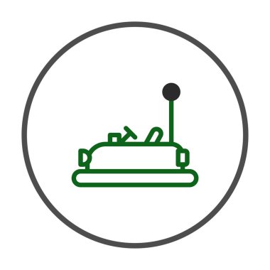 Çarpıcı bir ikona dönüştürülmüş klasik bir çarpışan arabanın sanatsal tasviri. İmaj, eğlence ve eğlence temalarını gözler önüne seriyor, eğlence ve şenlik için mükemmel. Taze beyaz.