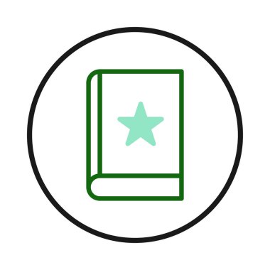 Yıldız amblemi içeren minimalist bir kitap ikonu, eğitim kaynakları, kütüphane promosyonları veya okuma uygulamaları için ideal. Bu temiz tasarım, bilgiyi ve edebi arayışı iletir.