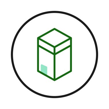 Çağdaş ve temiz bir tasarım, dairesel bir çerçevede çizilmiş yeşil bir küp içeriyor. Minimalist stil, ambalaj, lojistik gibi kavramları temsil etmek için çok yönlü bir cazibe sağlar.,