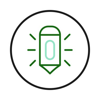 Basit bir kalemin dijital tasviri yenilikçi yaratıcılık, entellektüel ilham, eğitim, tasarım ve aydınlatıcı fikirler gibi kavramları temsil eden parlak ışık yayar.