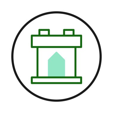 Temiz çizgiler ve geometrik sadelikle tasvir edilen stilize edilmiş mimari element. Kısıtlı renk şeması yapının biçimini vurgulayarak, onu çeşitli görsel uygulamalar için çok yönlü hale getirir ve