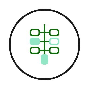 Görüntü, bağlantı noktaları, veri yapısı, ağ veya sistem tasarımının soyut bir temsili içeren biçimlendirilmiş bir diyagram sunar. Diyagram, karmaşık ilişkileri görsel olarak arayüzler