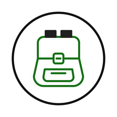 Bu, beyaz bir arkaplanda izole edilmiş yeşil ve siyah bir sırt çantası ikonunun basit bir çizimi. Temiz tasarımı onu çeşitli uygulamalar için uygun hale getirir. Seyahat, okul ya da