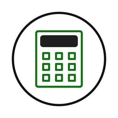 Basit bir illüstrasyon, siyah dairesel bir sınırın içinde finansal hesaplamayı vurgulayan bir hesap makinesi gösterir. Hesap makinesinin yeşil çizgisi ve siyah ekran alanı modern ve ulaşılabilir bir alan yaratır.