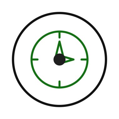 Bir saatin net ve temiz bir grafik görüntüsü, tasarımda minimalist ve modern, bir organizasyon duygusu, dakiklik ve zamanın geçişini iletir. Web siteleri, sunumlar veya herhangi bir proje için kullanışlı