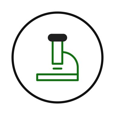 Bilimsel araştırma ve laboratuvar süreçlerini sembolize eden, mikroskobun temiz ve minimalist bir çizimi. Bilim, tıp, eğitim ve teknolojik konular için uygundur
