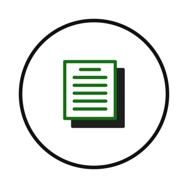 Belgelerin stilize edilmiş tasviri bir yığın kağıt ile sembolize edilir. Kompozisyon, geniş bir grafik tasarım ve arayüz dizisi için uygun olan netlik ve basitliğin iletilmesine odaklanır.