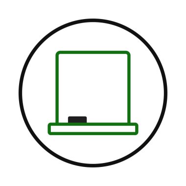 Bu minimalist vektör illüstrasyonu eğitim veya iş içeriği için mükemmel bir beyaz tahta simgesi sergiliyor. Temiz, modern tasarım siyah bir silgi ve yeşil bir kenar içeriyor.