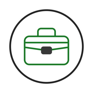 Çemberin içinde yeşil bir evrak çantası olan minimalist bir ikon. Temiz çizgiler ve basit tasarım bunu iş sunumları, web sitesi tasarımı veya herhangi bir proje için çok yönlü grafik unsuru haline getirir.
