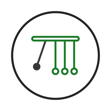 Bu minimalist vektör illüstrasyonu, bir Newton beşiğinin fizik, hareket ve momentumun korunumu prensiplerini gösteren beşiği tasvir eder. Basit tasarım vitrinleri, sallanan küreleri sergiliyor.