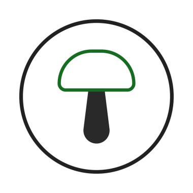 Çemberin içinde tek bir mantarın olduğu basit bir grafik çizimi. Bu temiz ve zarif vektör görüntüsü bir simge veya tasarım ögesi olarak kullanım için mükemmeldir, doğal ya da