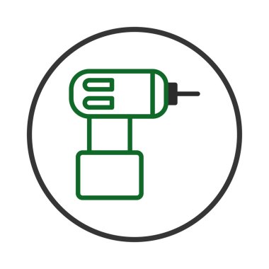 Kablosuz matkabın basitleştirilmiş, modern bir çizimi. İnşaat, ev geliştirme ya da DIY projelerini temsil etmek için ideal. Temiz tasarım ve yeşil aksanlar onu çeşitli aksanlar için uygun hale getiriyor.