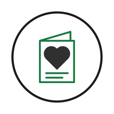 Minimalist bir vektör grafiği, içinde kalp sembolü olan stilize bir tebrik kartı sunar. Sevgi, şefkat ve bağlılık duygularını çağrıştırırken, özen, düşünceli olmayı ve sunulmayı sembolize eder.