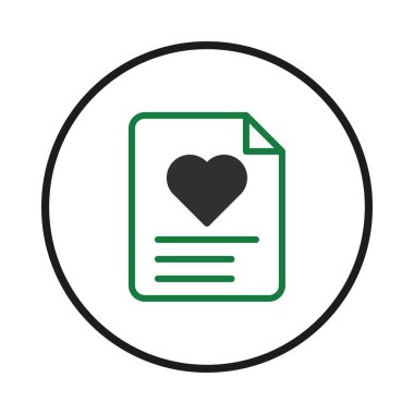 Kalp gösteren sembolik bir belge, sağlık kayıtları, aşk mektupları ya da sevgi mesajları gibi kavramları temsil ediyor. Dijital bilgi, sevgi ve özen taşır.