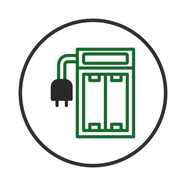 Elektrik pili tasviri, güç çözümlerindeki teknolojik gelişmeleri sembolize eder. İllüstrasyon enerji verimliliği, cihaz yönetimi ve