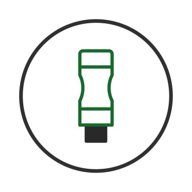 Görüntü, dijital iletişim ve elektronik ortamda modern teknolojiyi ve bağlantıyı sembolize eden, çember şeklindeki yeşil ve siyah elektronik cihazın minimalist bir temsilini tasvir ediyor.