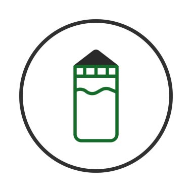 Bir minimalist şişe illüstrasyonunda, temiz bir tasarım ile tasvir edilen görünür bir sıvı seviyesi, görsel etki ve kolay algılama için basitliği artırır. İllüstrasyon bir tür...