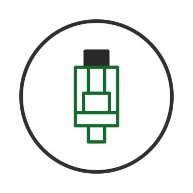 Çemberin içindeki bir buhar cihazının minimalist bir temsilini içeren stilize edilmiş bir ikon. İllüstrasyonda, elektronik çağın çağdaş eğilimlerini sembolize eden modern, temiz bir estetik vurgulanıyor