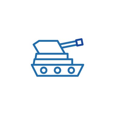 Tank simgesi. Askeri araç. Ordu makinası. Savaş gemisi. Vektör illüstrasyonu beyaz arkaplanda izole edildi.