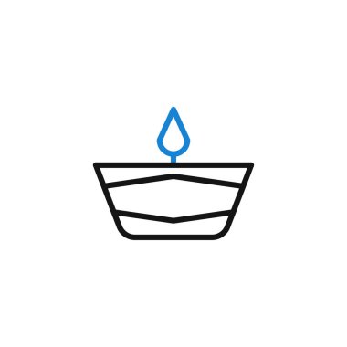 Diwali gaz lambası ikonu. Alevli geleneksel derin sembol. Hindu ışık festivalinin vektör illüstrasyonu.