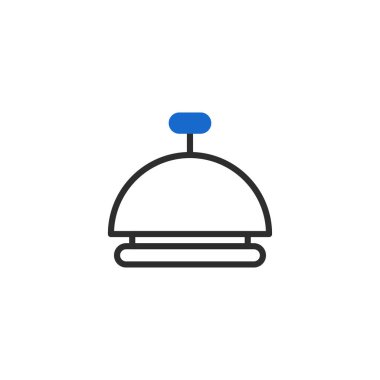 Resepsiyon çanı simgesi. Otel servis çanı sembolü. Beyaz arkaplanda izole edilmiş vektör illüstrasyonu. Özet biçimi.