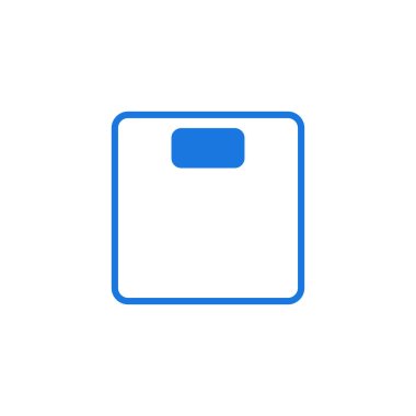 Ağırlık ölçümü için basit mavi banyo ölçeği simgesi. Sağlık ve fitness ekipmanlarının vektör illüstrasyonu.