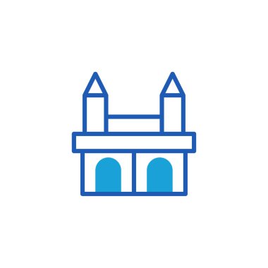 Köprü simgesi çizgide. Mimarlık sembolü. Vektör illüstrasyonu beyaz arkaplanda izole edildi.