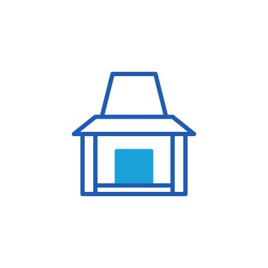 Mavili modern mağaza simgesi, perakende, iş ve mimari tasarımlar için mükemmel. Basit, temiz ve çok yönlü..