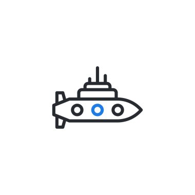 Bir denizaltının simgesi, sualtı keşfi ve seyahat için kullanılan bir gemi. Bir denizaltının vektör çizimi.