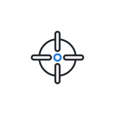 Hedef simgesi. Nişan al. Odaklanma işareti. Beyaz arkaplanda vektör çizimi izole edildi. Web tasarımı için mükemmel.