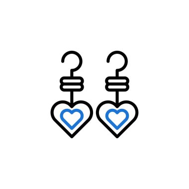 Zarif kalp şeklinde küpe ikonu. Moda, mücevher ya da Sevgililer Günü tasarımları için mükemmel. Aşkın ve tarzın sembolü.