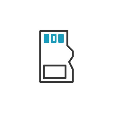 Mikro SD kart simgesi. Veri depolama sembolü. Beyaz arkaplanda vektör çizimi izole edildi. Hafıza kartı.