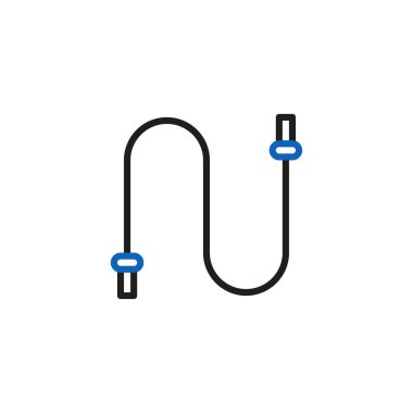 Beyaz arka planda mavi aksanlı esnek bir hortumun izole edilmiş vektör çizimi. Temiz, modern tasarım.