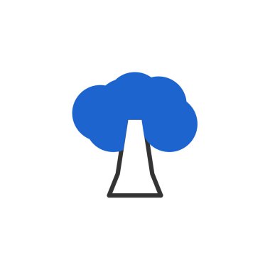 Mavi yapraklı ve basit bir gövde dizaynlı soyut ağaç simgesi. Modern ve temiz vektör çizimi.