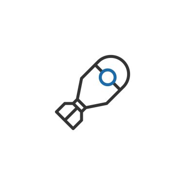 Bomba ikonu. Tehlike sembolü. Beyaz arkaplanda vektör çizimi izole edildi. Düz çizgi biçimi.