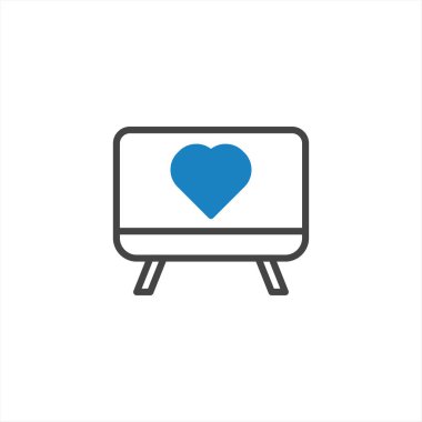 Ekranda kalp sembolü olan bir televizyon tasviri, televizyona ya da en sevilen diziye olan aşkı simgeliyor..