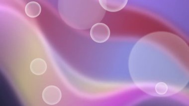 Etrafında şeffaf kabarcıklar uçuşan mor dalgaların soyut animasyonu. Modern ve şık arkaplan.