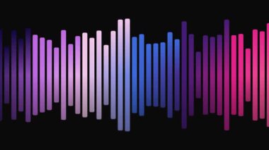 Siyah arkaplanda hareket eden soyut ses spektrum analiz çubukları. Renkli dengeleyici ekran. Müzik görselleştirme.