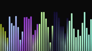 Siyah arkaplanda renkli ses spektrumu eşitleyici çubukları. Soyut müzik görselleştirme kavramı.