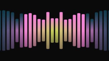 Siyah arka planda canlı ses spektrum analizcisi animasyonu. Müzik ve teknoloji projeleri için mükemmel..