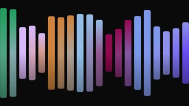 Siyah arkaplandaki renkli ses spektrum analiz çubukları. Müzik görselleştirmeleri ve daha fazlası için mükemmel..
