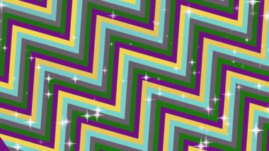 Canlı renklerle ve ışıltılı efektlerle hareketli zikzak desenli arka plan. Dinamik bir dokunuş için mükemmel.
