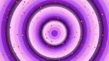 Özmerkezli mor halkalar ve parlak altın parçacıklar içeren hipnotik animasyon arka plan. Sunumlar için ideal.