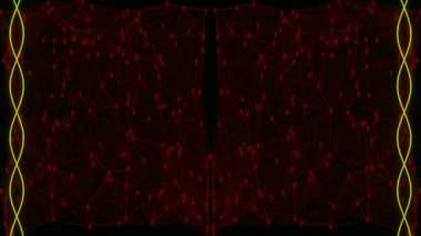 Parlak kırmızı çizgilerle soyut dijital ağ arkaplanı, veri akışını ve teknolojik bağlantıları temsil eder.