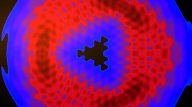 Dairesel bir hareketle titreşen kırmızı ve mavi enerji dalgalarıyla dinamik soyut dijital arkaplan.