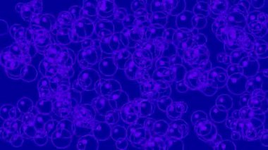 Canlı bir mavi arkaplan karşısında soyut kabarcıklar içeren dinamik animasyon modern ve enerjik bir görsel yaratıyor..