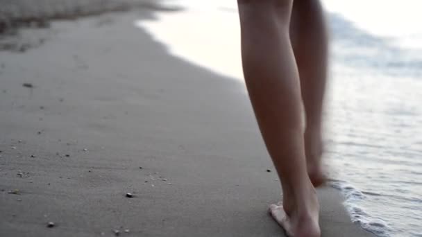 Κορίτσι πηγαίνει στην ακτή — Αρχείο Βίντεο