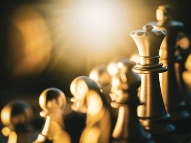 Bulanık arkaplanlı satranç tahtası oyunu ile iş oyunu rekabetçi stratejisi