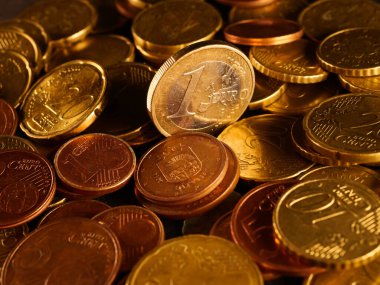 Avrupa parası, tam ekran avroluk bozuk para yığını